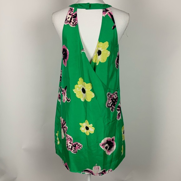 SOLD Crew Green Floral short Dress 100% Silk - Picture 4 of 8
